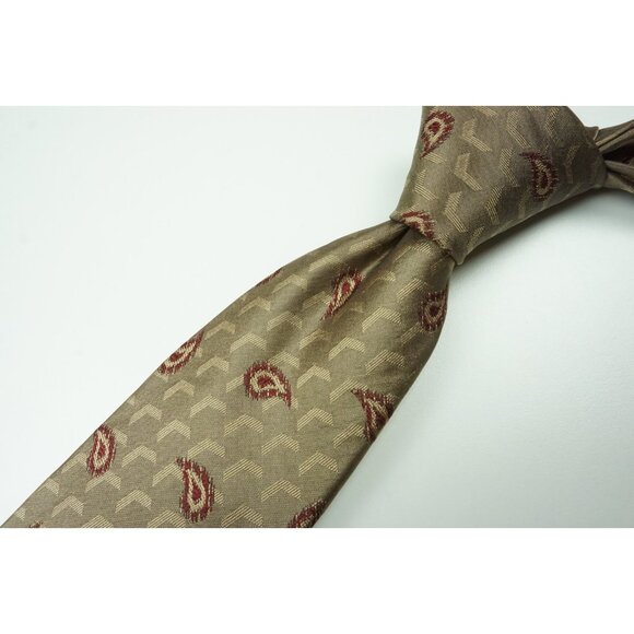 Kiton Toffee Brown Paisley Seven Fold Silk Tie Made in Italy NEW